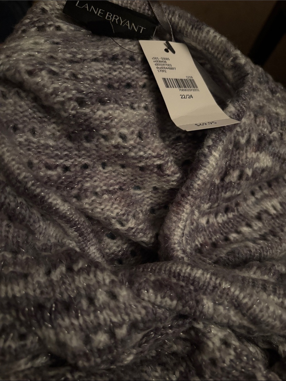 Lane Bryant gray and white  Sparkle Open Knit Cardigan Sweater